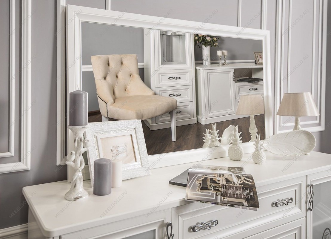 Гостиная Мишель 1+комод+зеркало+1 белый матовый | изображение 5