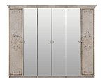 Шкаф Патрисия 6-дверный (2+2+2) с зеркалом крем корень глянец | изображение 1