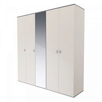 Шкаф 5-ти дверный с зеркалом Римини (Слоновая кость/Серебро) РМШ1/5