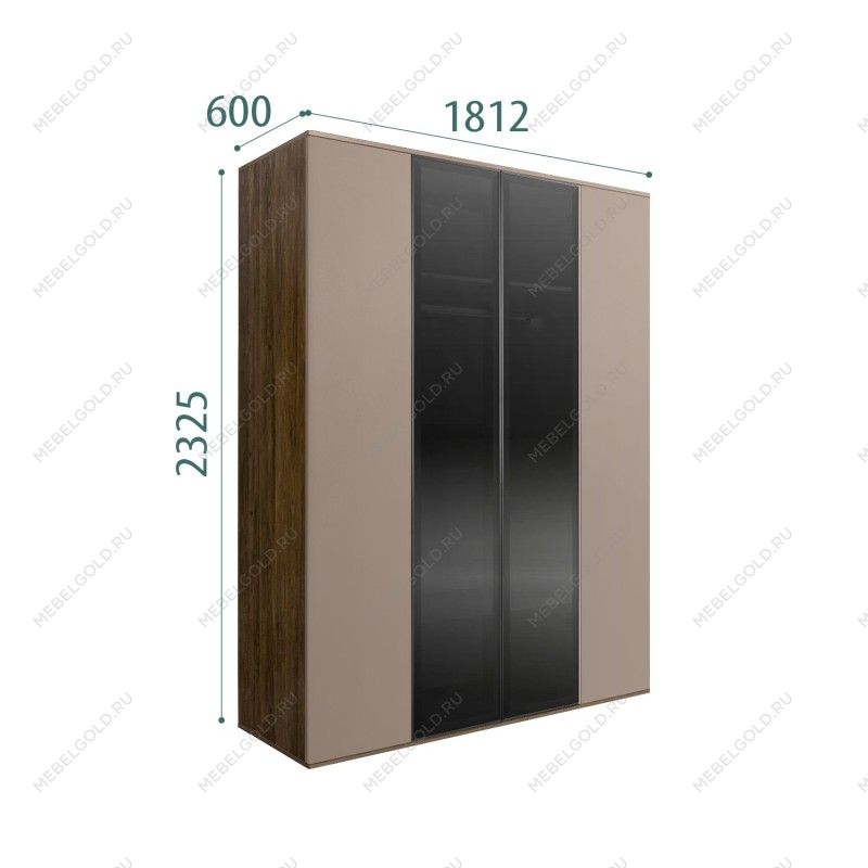 Шкаф 4-х дв. Bogemia Woodline Air (Мокка/Черный) БМШ2/42(2)