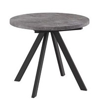 Стол круглый раздвижной TRIO-90 (ДЫМЧАТАЯ КЕРАМИКА/ЧЕРНЫЙ) 90/125