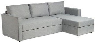 Диван угловой трехместный Вало с коротким подлокотником, серый, рогожка