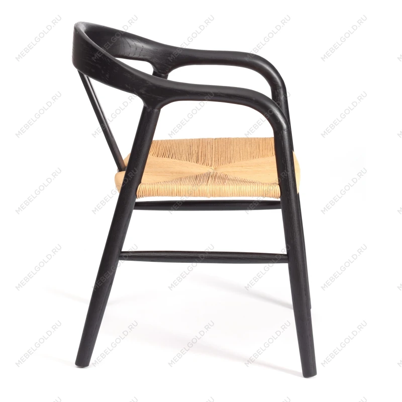 Стул VALI, дерево вяз/бечевка, черный, 50х46х77 см | изображение 1