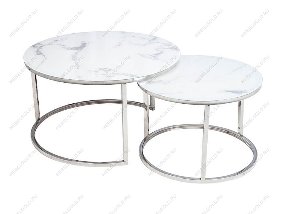 Комплект Signal ATLANTA B, 2 стола журнальных (эффект белого мрамора/хром)