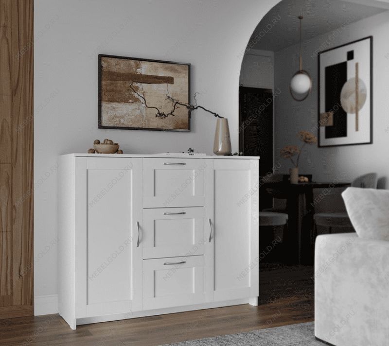 BRIMNES / СИРИУС тумба ИКЕА / IKEA 2 двери и 3 ящика 117х95 белая | изображение 4