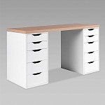 ИНГАР стол письменный ИКЕА / IKEA 2/55 140x75x55, дуб беленый/белый | изображение 1