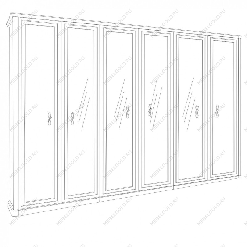 Шкаф Джоконда 6-дверный корень дуба глянец