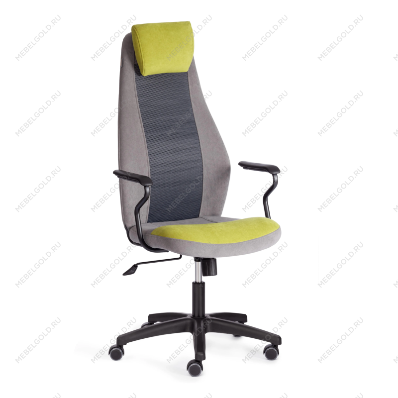 Кресло AVIATOR, флок, ткань, олива/серый/серый, 23/29/W-12