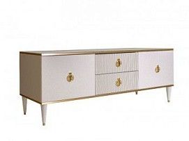 м. Марьина Роща - Тумба под телевизор (2 двери и 2 фасада) Римини СОЛО (белый золото) РМТ-3 (s)