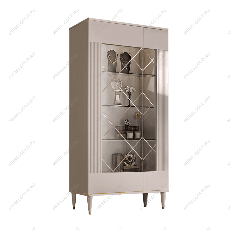 Витрина 2-ств. Римини СОЛО (Бежевый/Золото) (Левая) РМВ2-2С(s)