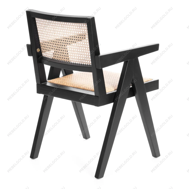 Кресло LOKI, дерево вяз/ротанг, черный, 50х50х84 см | изображение 2