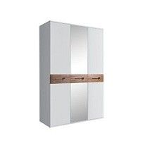 Шкаф 3-х дверный с зеркалом Bogemia Wood Wo (Белый/Хром) БМШ1/3(Wo)