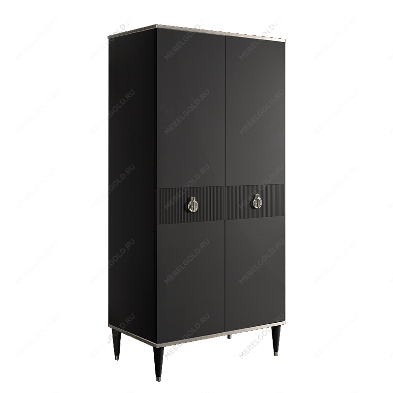 Шкаф-пенал Римини СОЛО (Черный/Серебро) РМП-2(s)