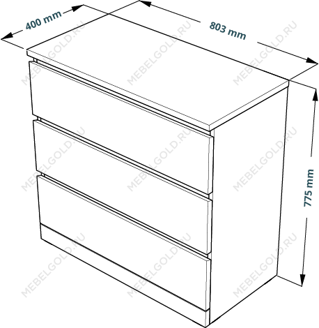 МАЛЬМ / VARMA Комод ИКЕА / IKEA 3, 80x78x40, пигмент, белый | изображение 3