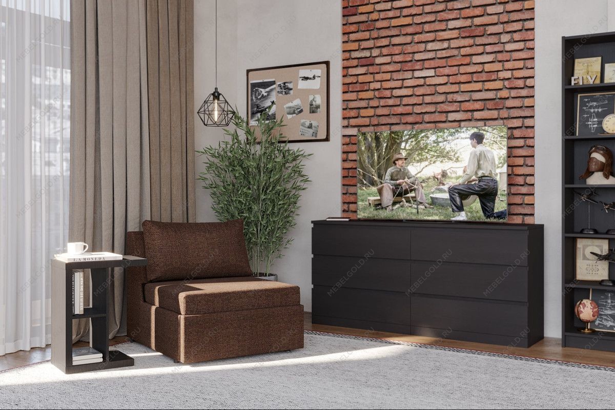 Кресло для отдыха Йоки коричневое, рогожка | изображение 3