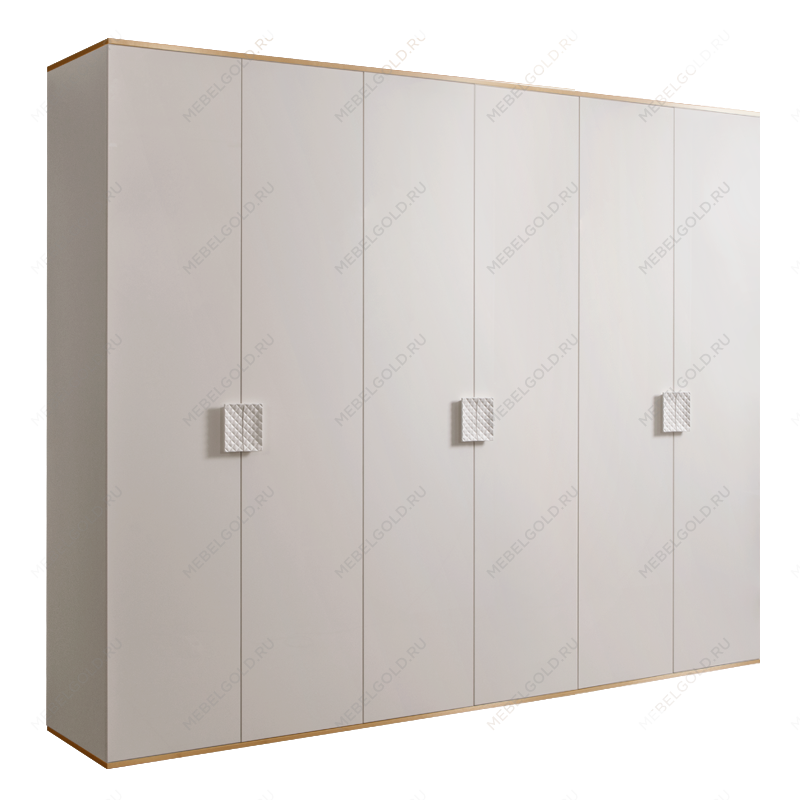 Шкаф 6-ти дв. для платья и белья Диора слоновая кость/золото ДШ2/6