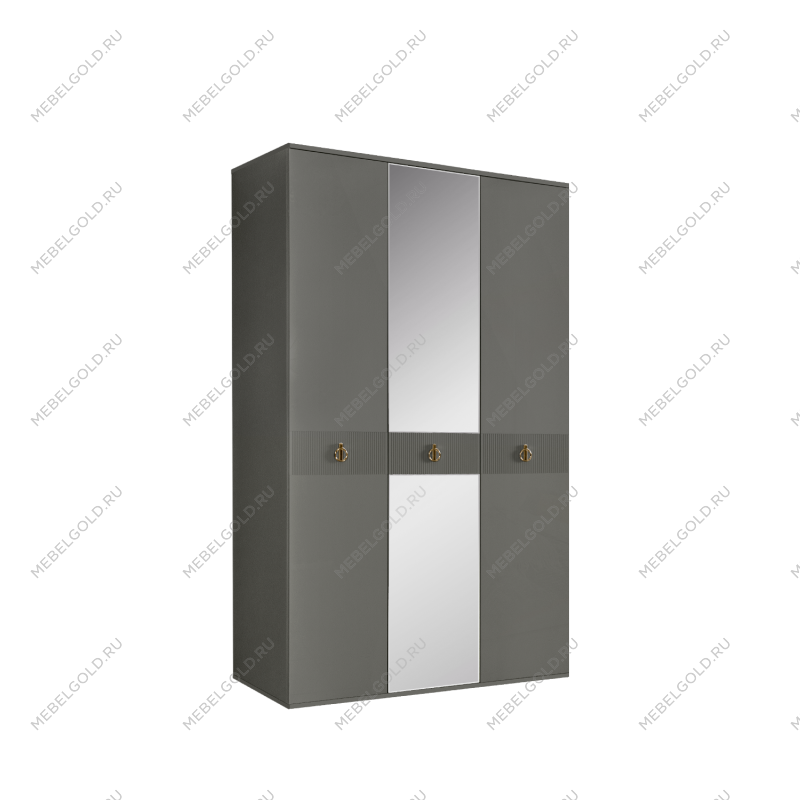 Шкаф 3-х дверный с зеркалом Римини СОЛО (Серый/Золото) РМШ1/3(s)
