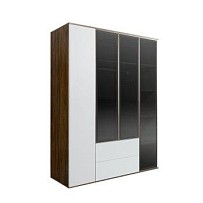 Шкаф 4-х дв. с ящиками Bogemia Woodline Air (Белый/Серебро) БМШ2/42(3)