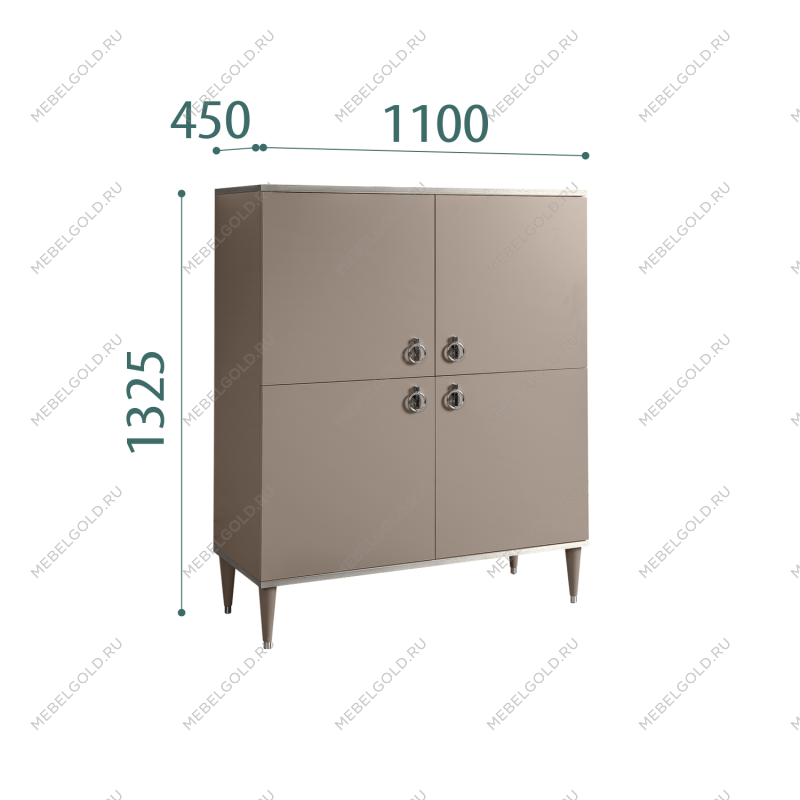 Пенал 4 двери Римини (Мокка/Серебро) РМП-3