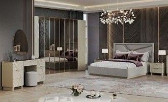 Спальня Лейла 4-дверная светло серый камень