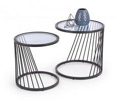 Комплект Halmar ANTILLA, 2 стола журнальных (дымчатый/черный)