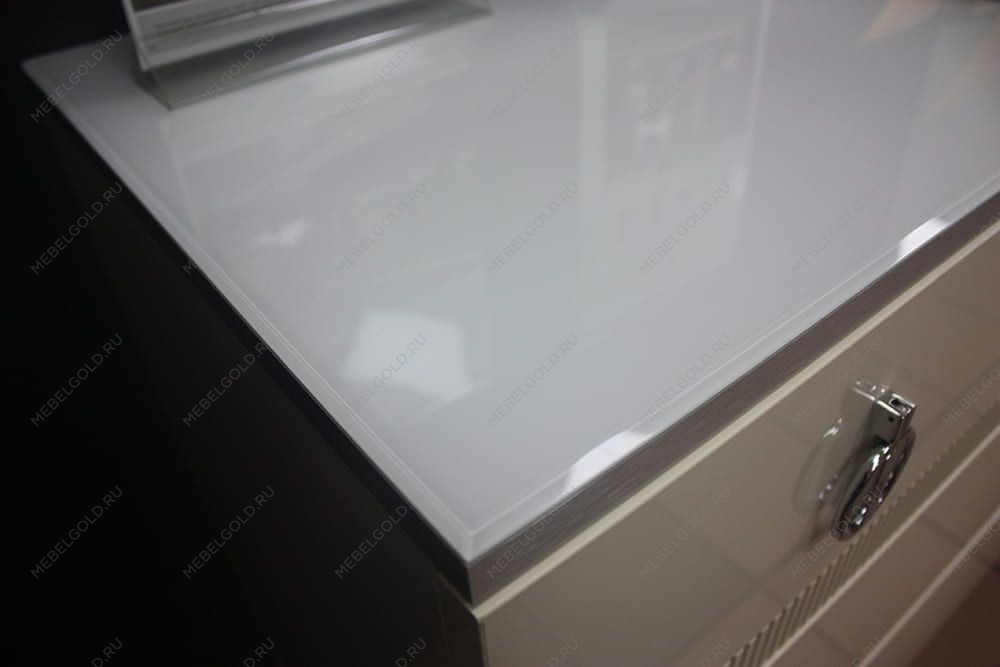 Лобня - Шкаф 3-х дв. (с зеркалом) для платья и белья Римини СОЛО (слоновая кость серебро) РМШ1/3 (s) | изображение 6