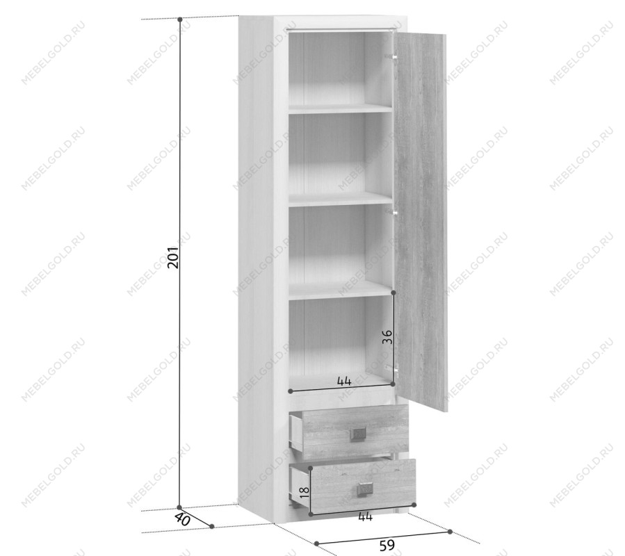 Витрина Коен REG1W2S ясень снежный | изображение 1