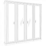 Шкаф Мишель 4-дверный (1+2+1) с зеркалом белый матовый | изображение 2