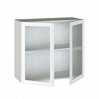 Бари Шкаф кухонный 800 стекло (Белый/Белый)