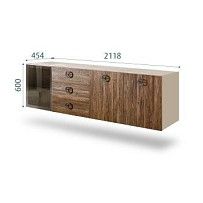 Комод 2.1м Bogemia Fly Wood Fi (Ваниль) (Novabuk/Хром) БМКМ-5[4]