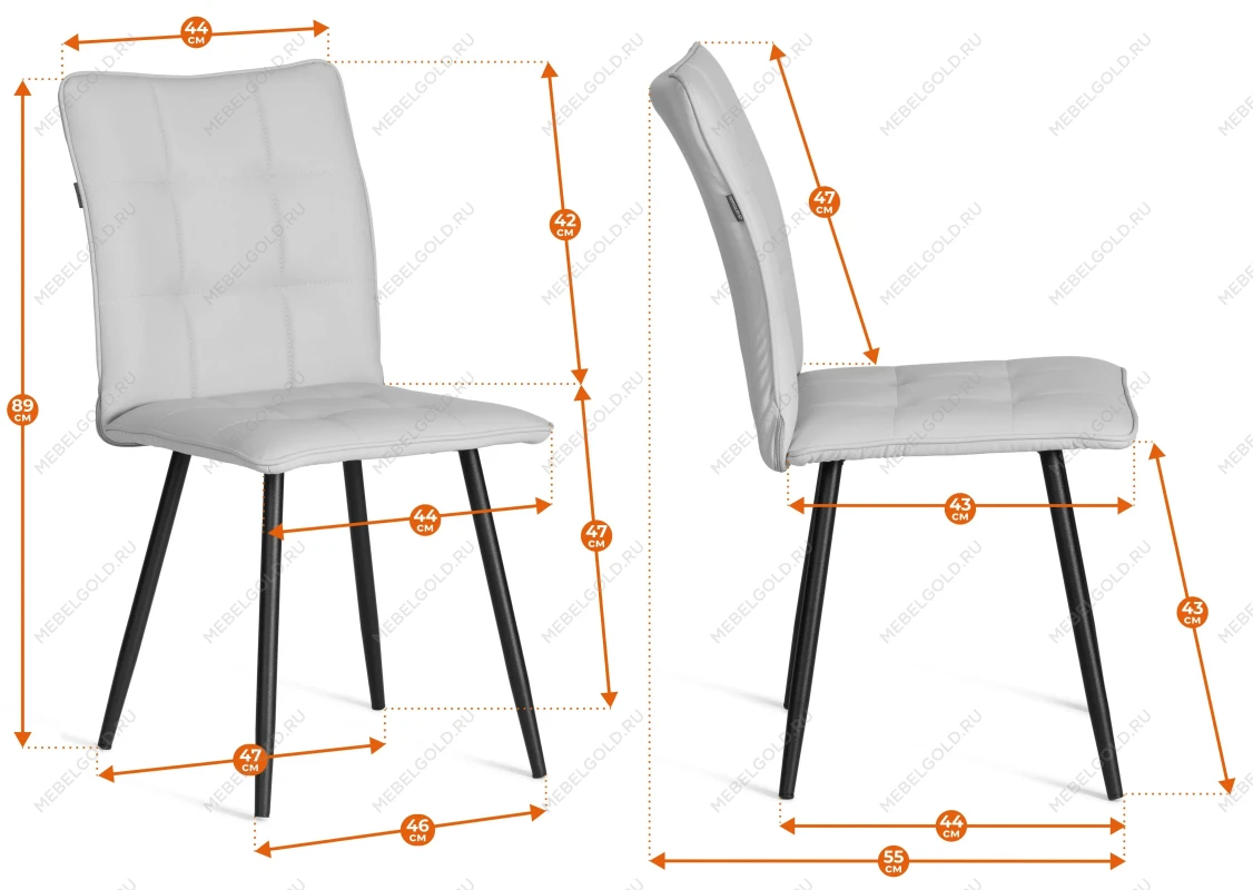 Стул обеденный Bari, флок, серый/черный, 29, 46х55х89 | изображение 15