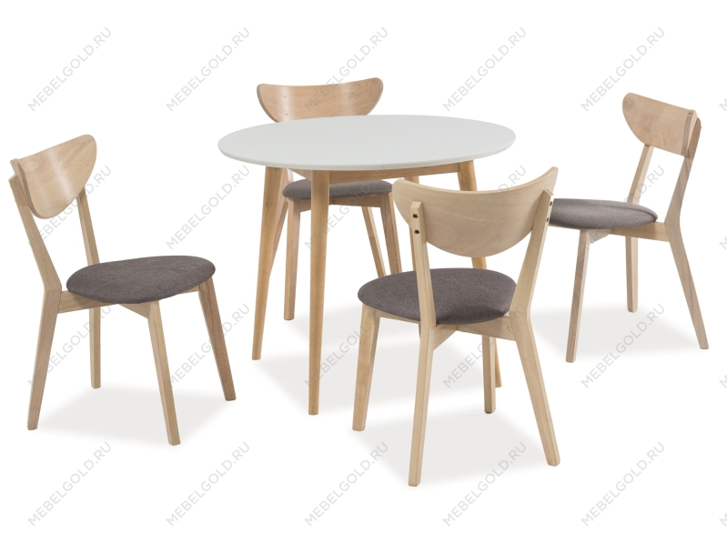 Стол обеденный Signal LARSON 90 (белый/дуб беленый)