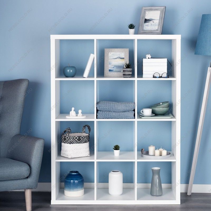 КАЛЛАКС / ФОРА Стеллаж ИКЕА / IKEA 12, широкий стеллаж с открытыми ячейками, тамбурат, цвет белый | изображение 4