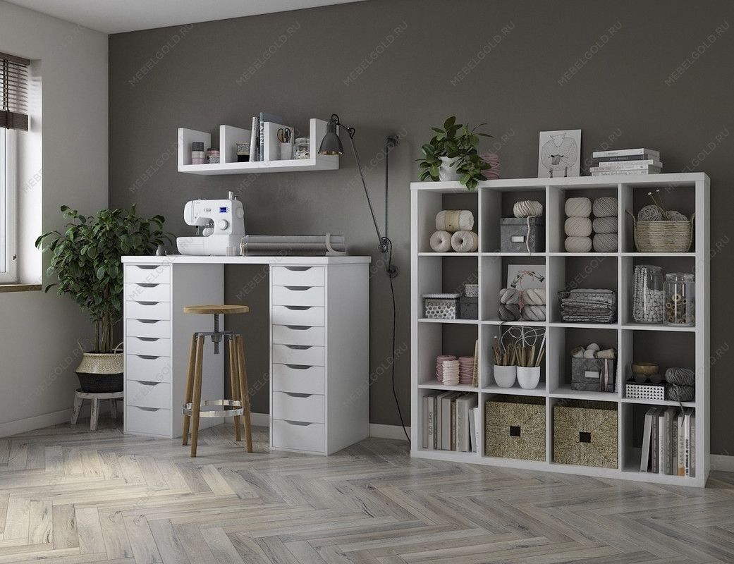 ИНГАР стол письменный ИКЕА / IKEA 2/88 140x106x55, дуб беленый/белый | изображение 4