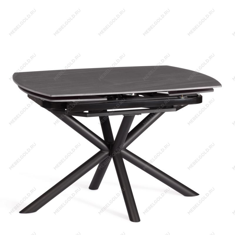 Стол обеденный Winston/Винстон, столешница керамика (матовая) /опоры металл, темно-серый/черный, (120+30+30)x80x75(+1) см