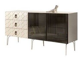 Комод 1.6м Bogemia Farfalle (Слоновая кость) (Lakobel/Черный) БМКМ-4(Fa)[5]