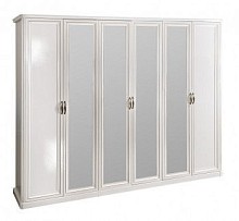 Шкаф Натали 6-дверный (2+2+2) с зеркалом белый глянец