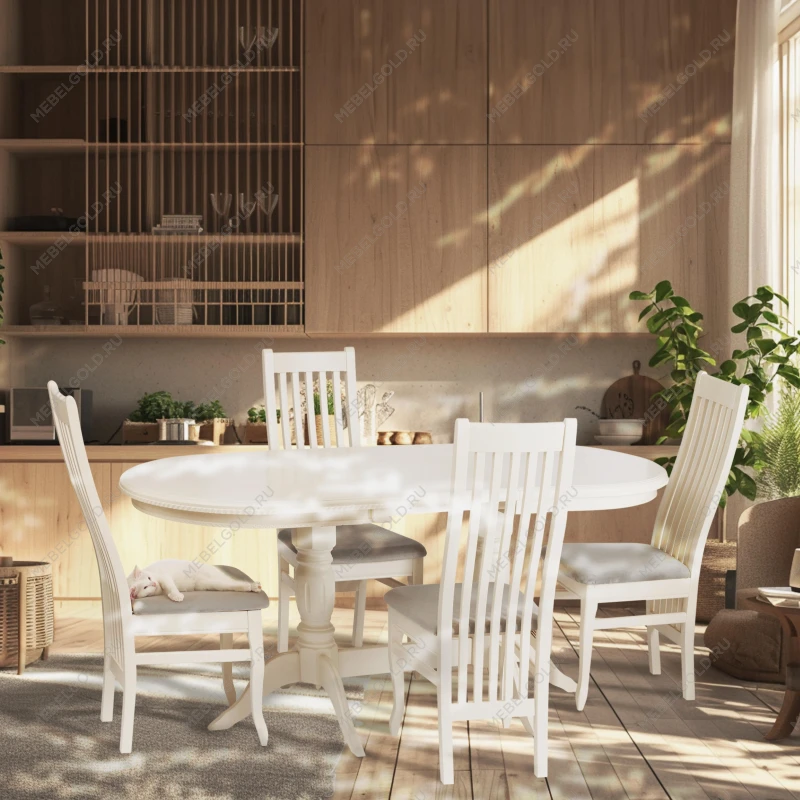 Стол COPPOLA, бук, мдф, 140+40x80x77см, Ivory white | изображение 16