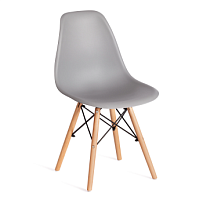 Стул CINDY (EAMES) (mod. 1801), дерево бук/металл/сиденье пластик, 45x51x82 см, Light grey (светло-серый)