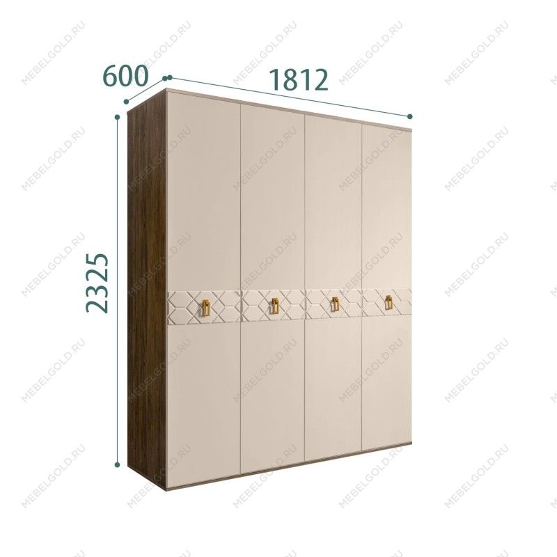 Шкаф 4-х дверный Bogemia Woodline Fa (Ваниль/Золото) БМШ2/4