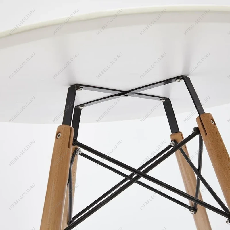 Стол CINDY NEXT (mod. 70-80 MDF), металл/мдф/бук, белый/натуральный, D70х75см | изображение 1