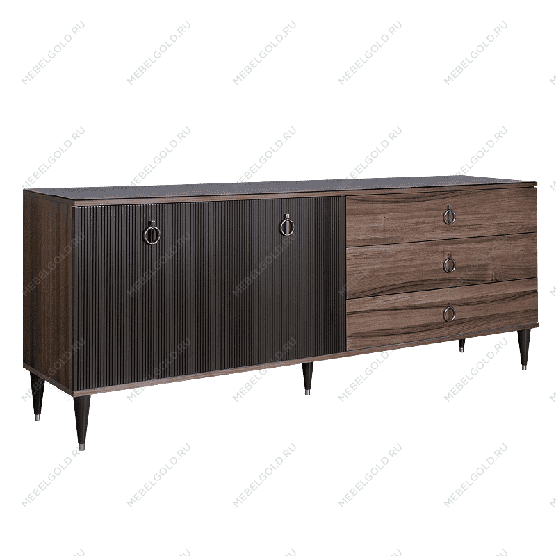 Комод для гостиной 2.1м Римини СОЛО (Орех империя/Серебро) РМКМ-5(s)