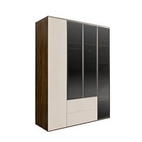 Шкаф 4-х дв. с ящиками Bogemia Woodline Air (Слоновая кость/Серебро) БМШ2/42(3)