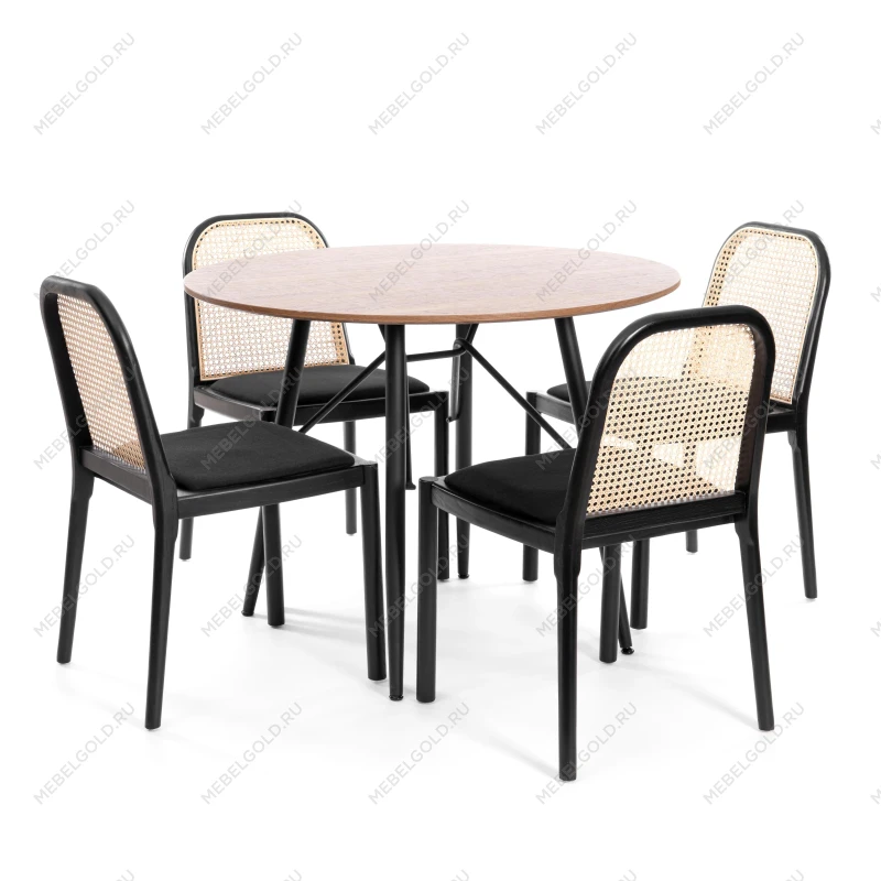 Стул FREYA, дерево вяз/ротанг, ткань лён, черный/черный лен, 46х41х79,5 см | изображение 9