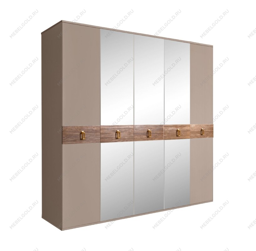 Шкаф 5-ти дв. с зеркалами Bogemia Wood Fa (Мокка/Золото) БМШ1/5(Wo)