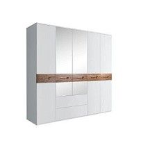 Шкаф 5-ти дверный с зеркалами, с ящиками, Bogemia Wood Wo (Белый/Золото) БМШ1/51(Wo)