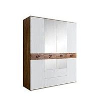 Шкаф 4-х дверный с зеркалами, с ящиками, Bogemia Woodline Wood Fi (Белый/Хром) БМШ1/41(Wo)