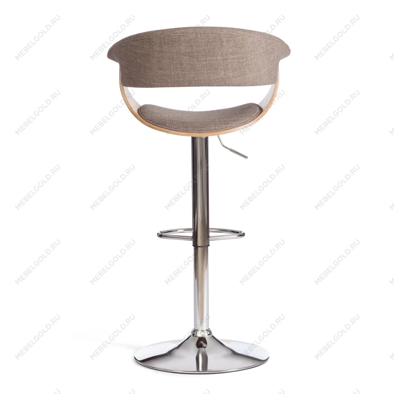 Барный стул VIMTA (mod.4021S), металл/дерево/ткань, 60х51х91,5-112,5 см, выс. сид. 61,5-82,5 см, бежевый/натур./хром, Aimcasa 5 | изображение 3