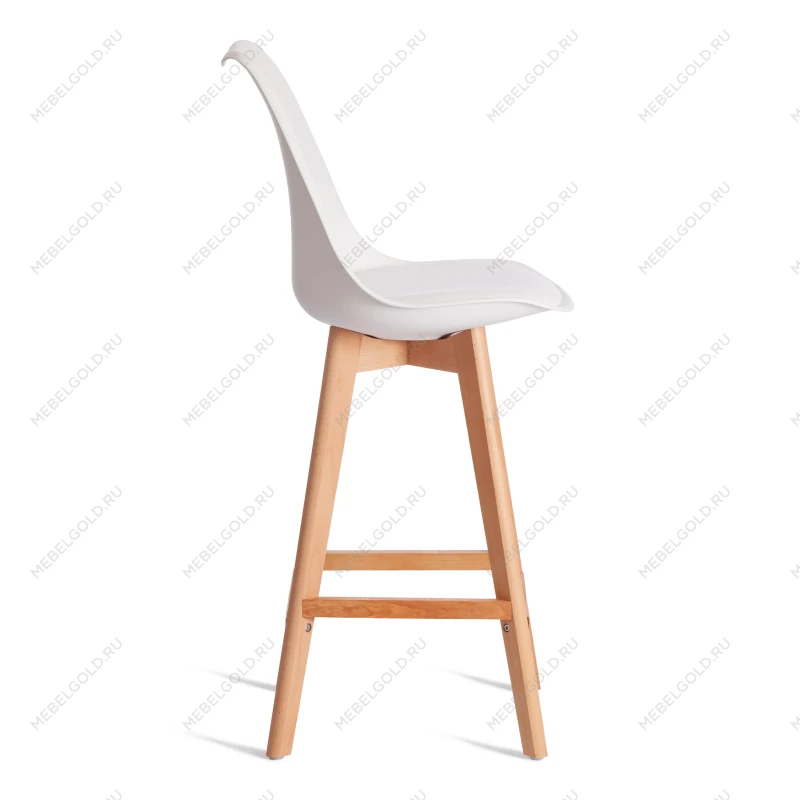 Стул барный TULIP BAR (mod. C1014H-1)/1 шт. в упаковке, пластик/дерево, 42 х 47,5 х 104 см, White (Белый) 70029/ натуральный | изображение 1