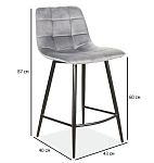 Полубарный стул Signal MILA H-2 VELVET (серый/черный мат) | изображение 1